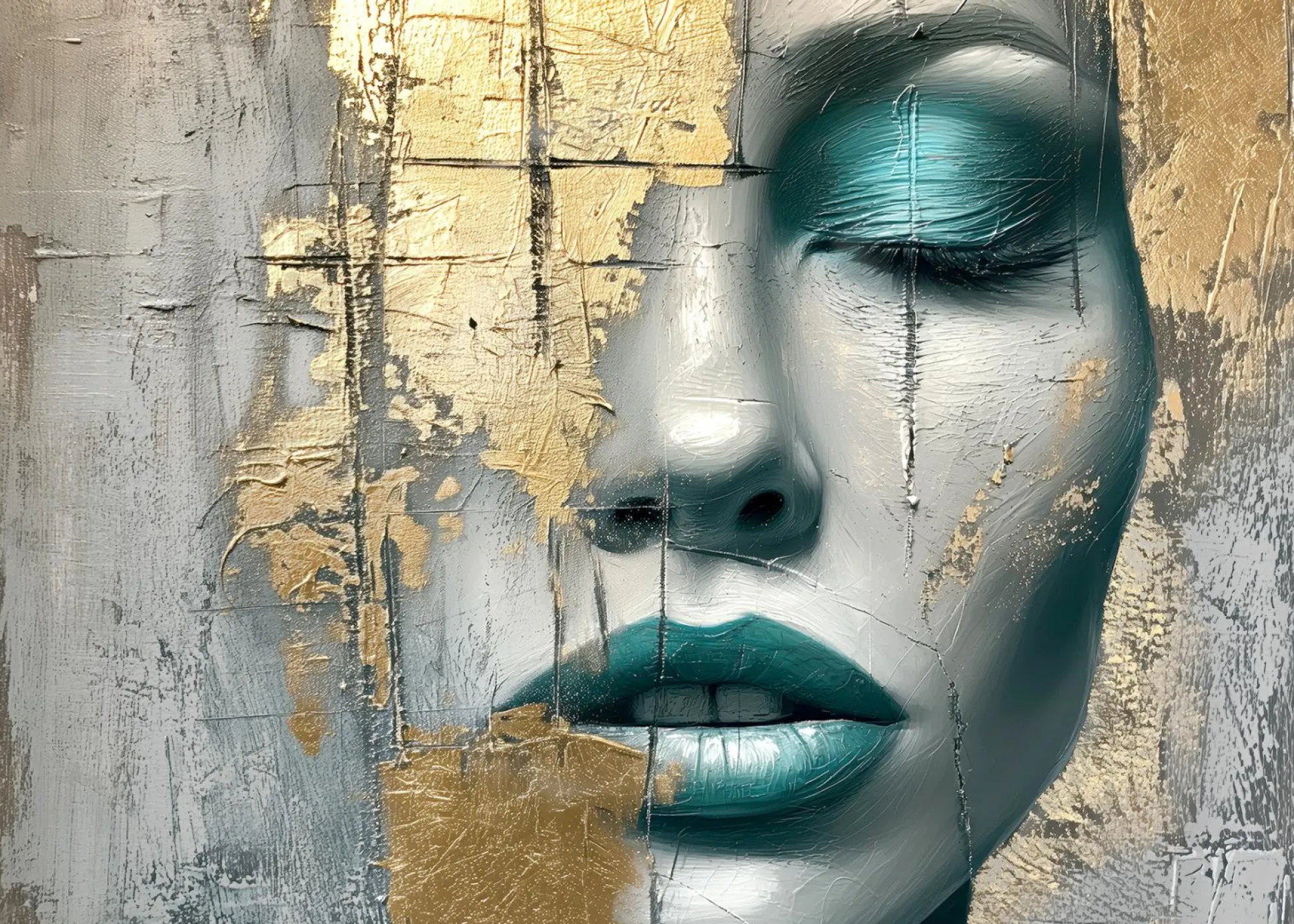 Aludibondbild PAINTED FACE I