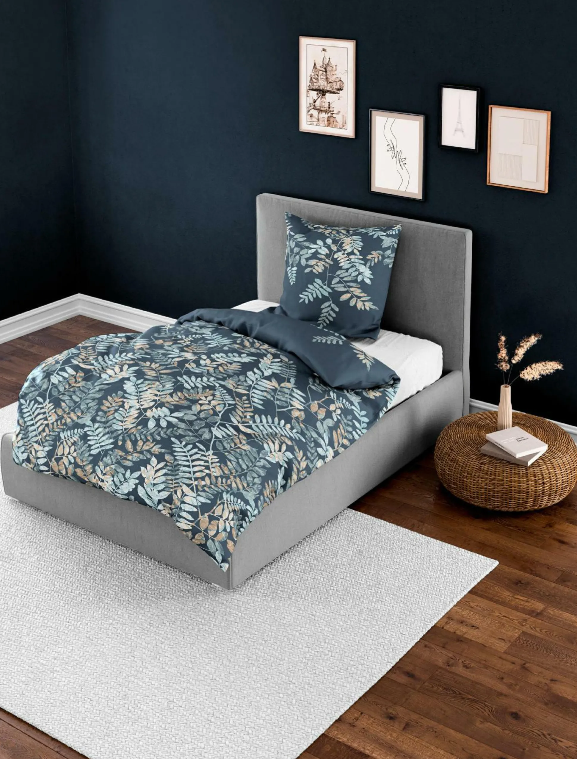 Bettwäsche Mako-Satin blau