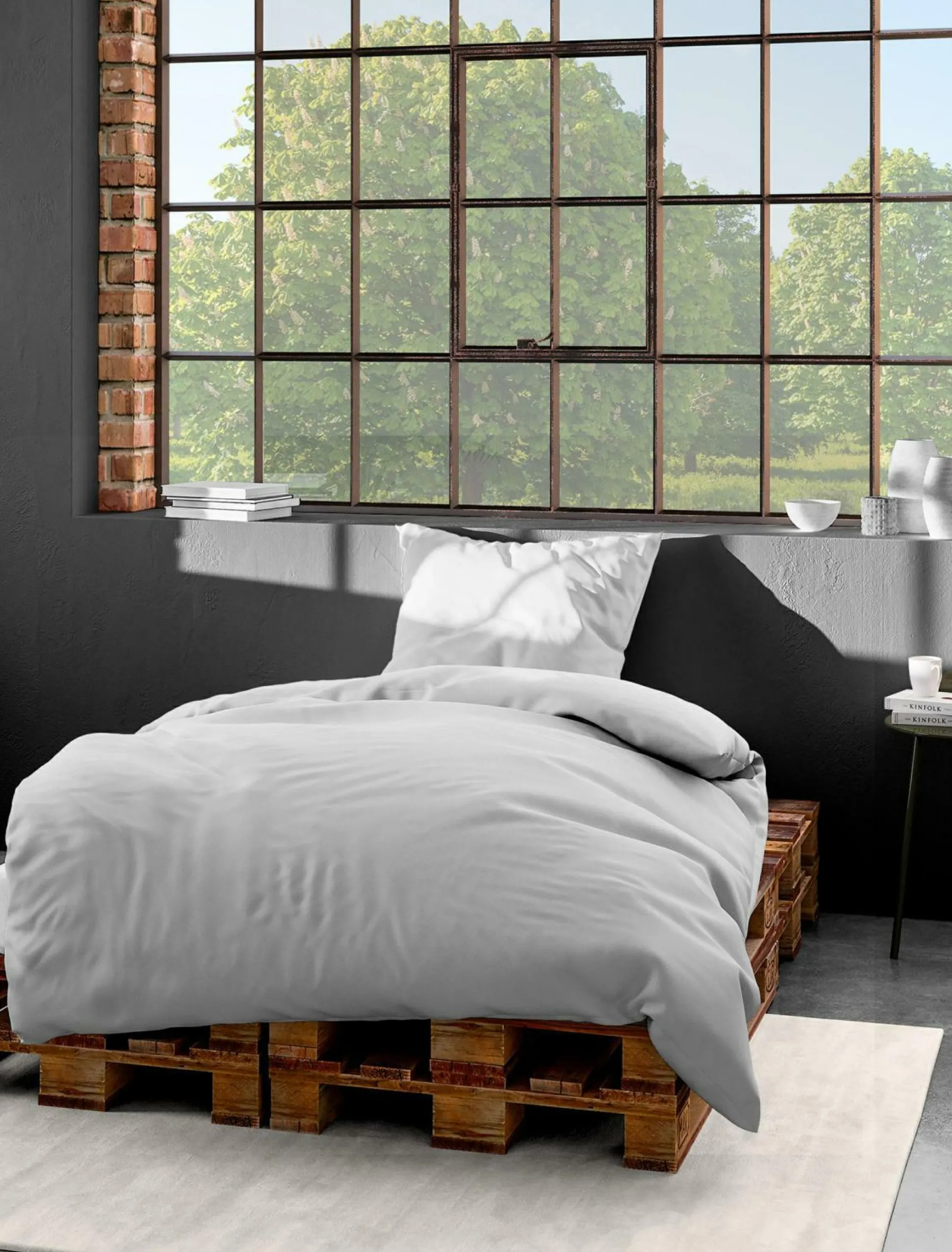 Bettwäsche Mako-Satin silber