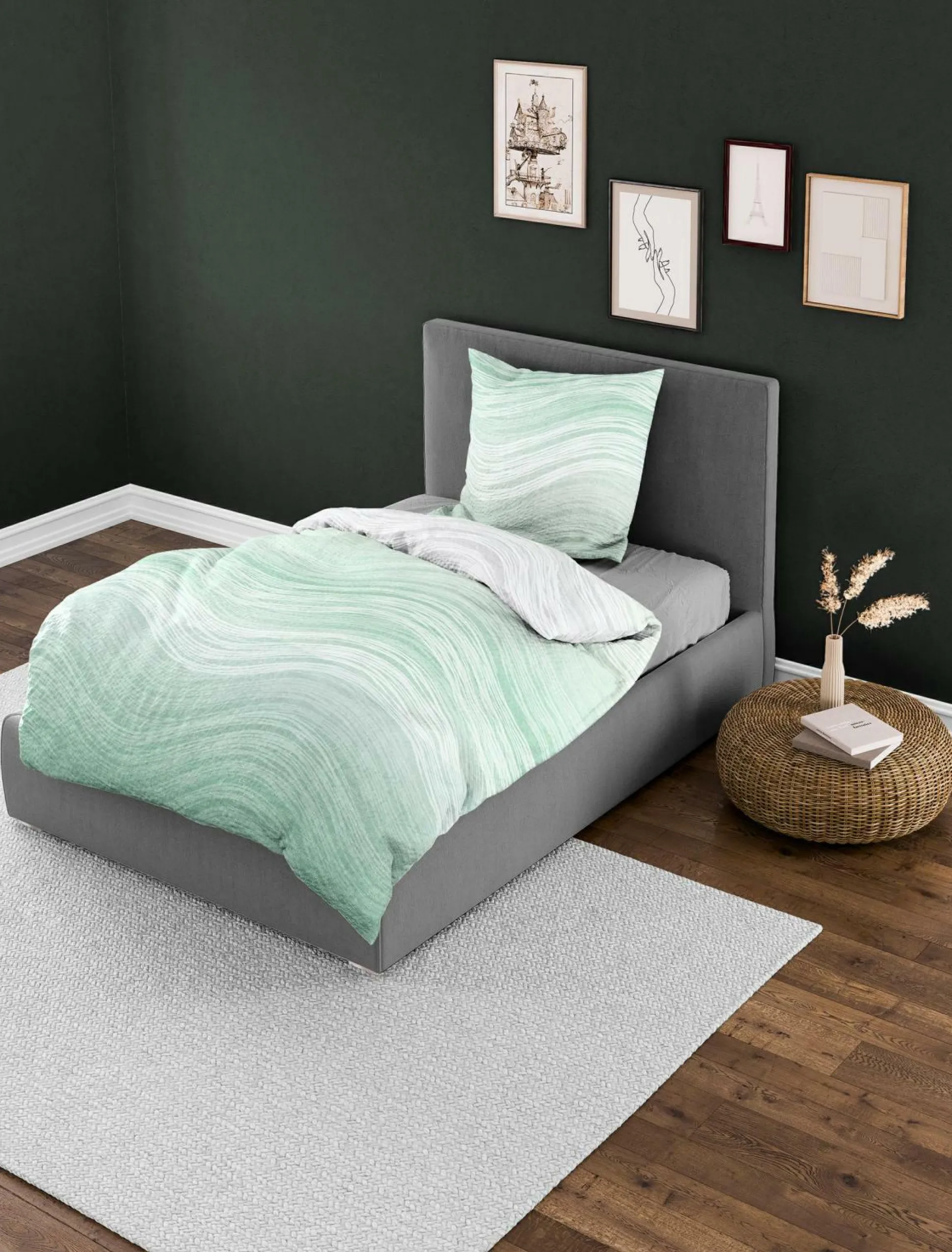 Bettwäsche Seersucker grün