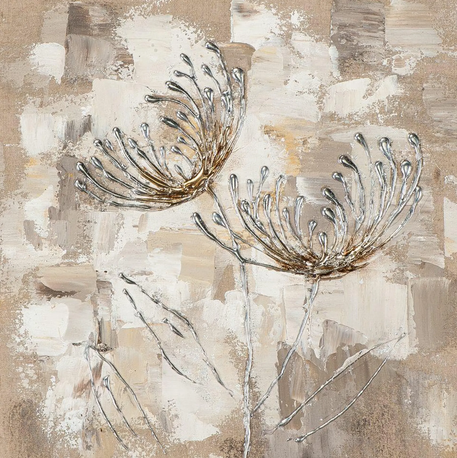 Gemälde CHRYSANTHEMEN SILBER