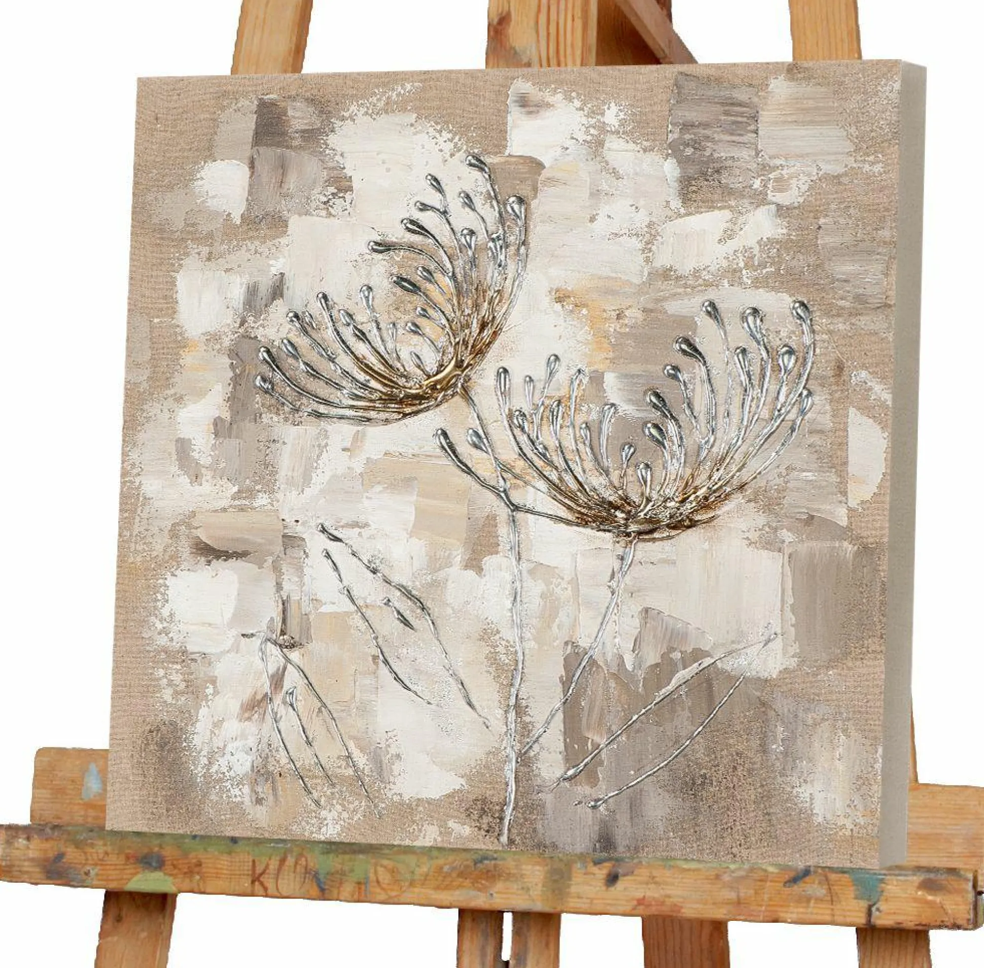 Gemälde CHRYSANTHEMEN SILBER