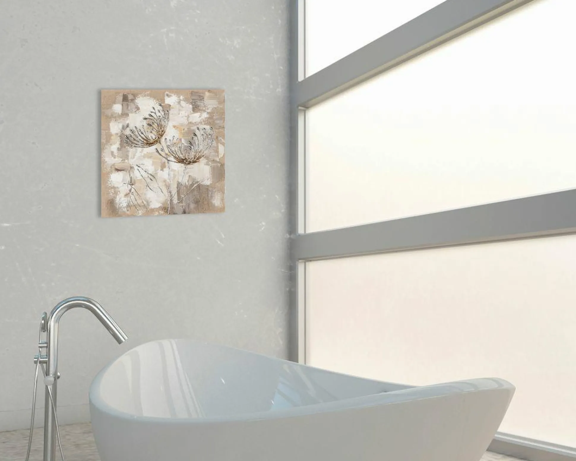 Gemälde CHRYSANTHEMEN SILBER