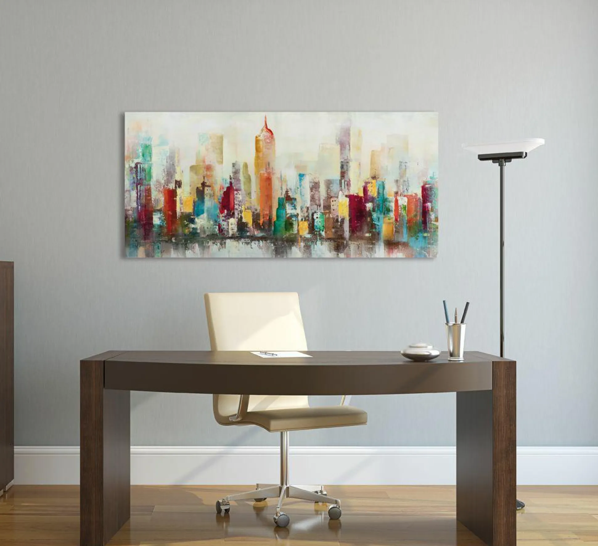 Gemälde FARBENFROHE SKYLINE