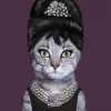 Glasbild AUDREY HEPBURN KATZE