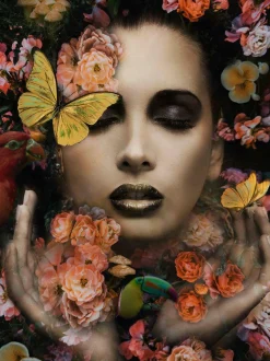 Glasbild SCHÖNE IM BLUMENMEER