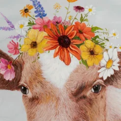 Keilrahmenbild KUH BLUMENKRANZ