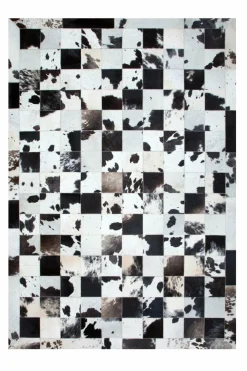 Lederteppich Black/White