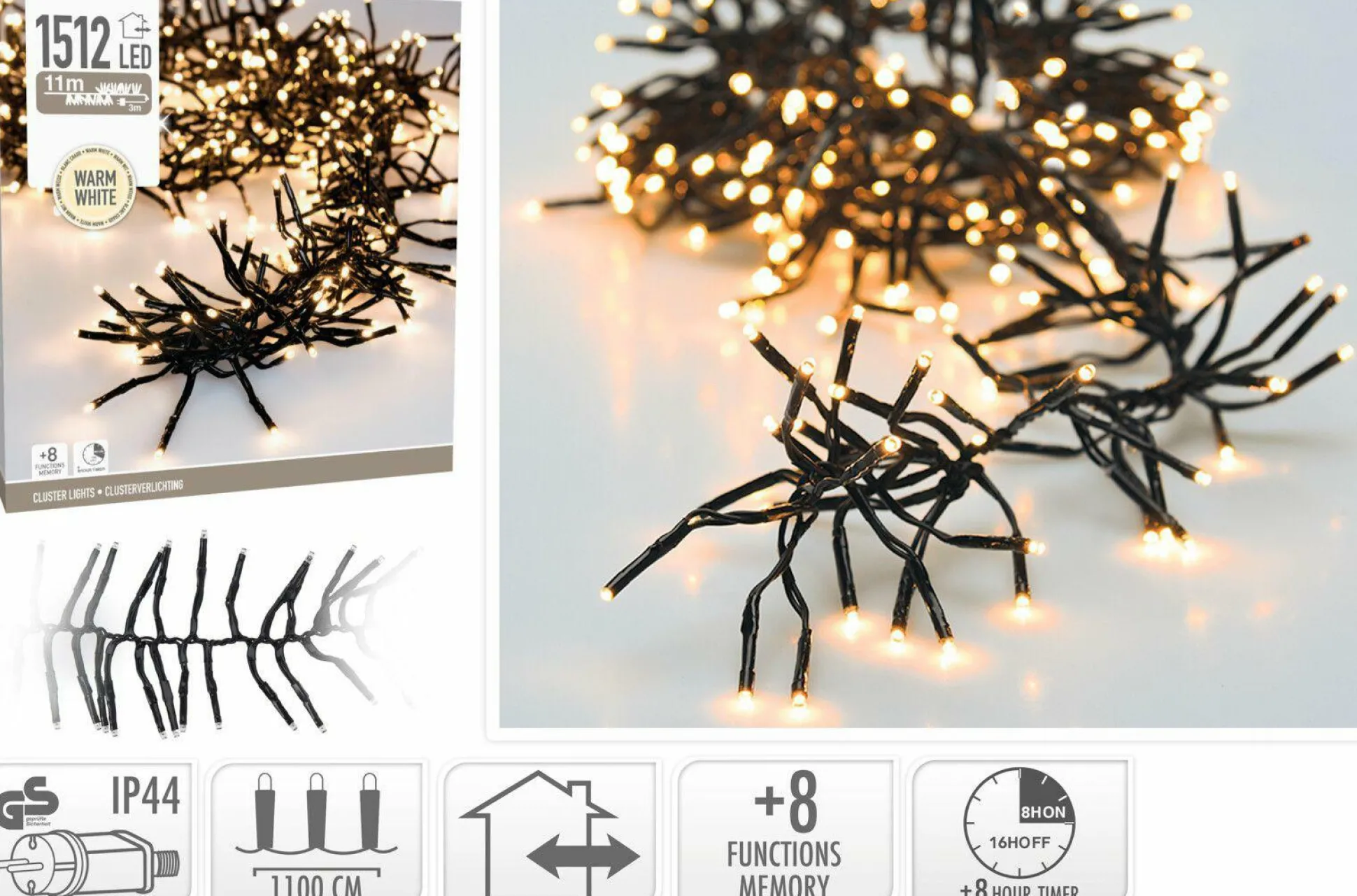 Lichterkette BLACK CLUSTER LED