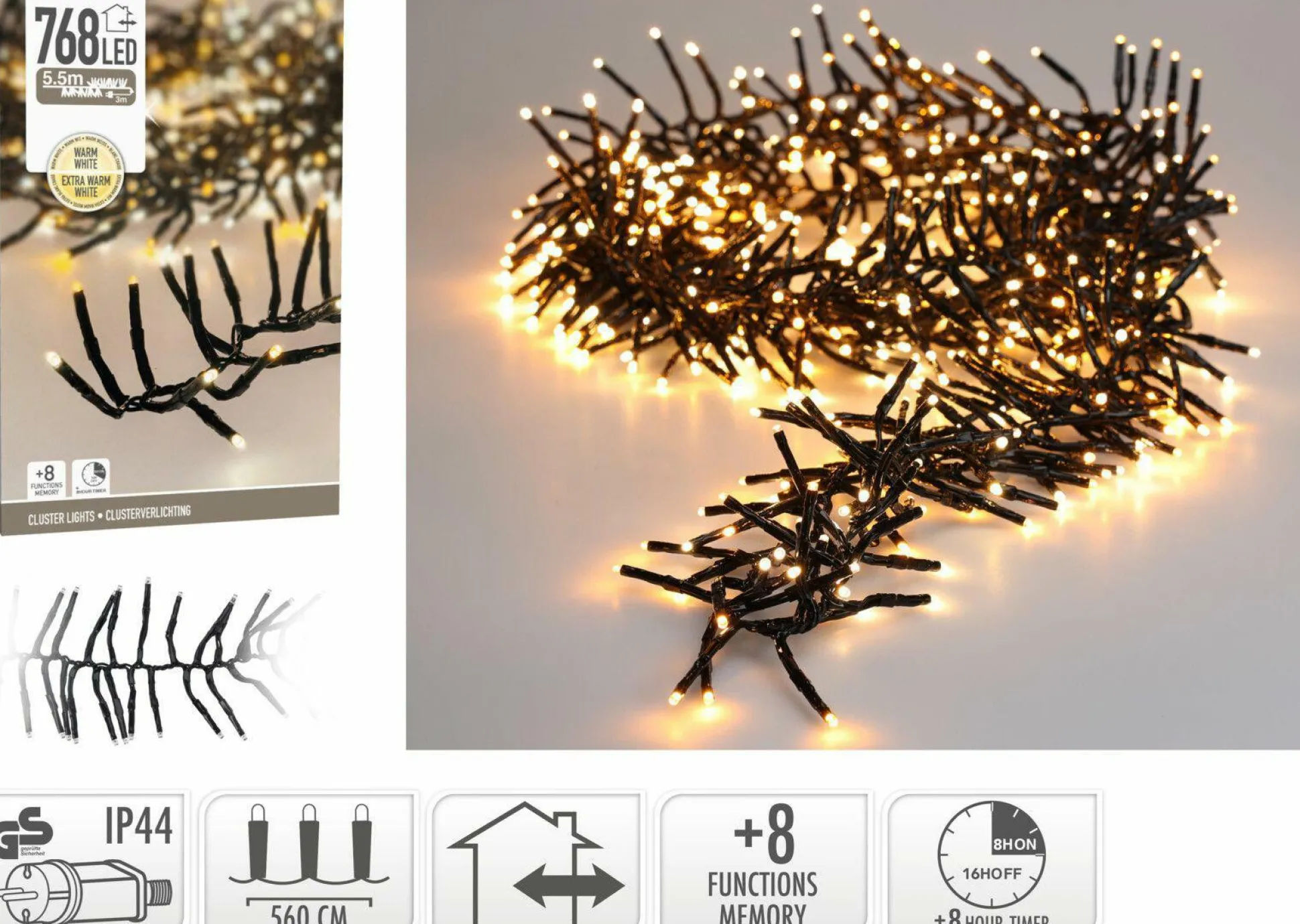 Lichterkette BLACK CLUSTER LED