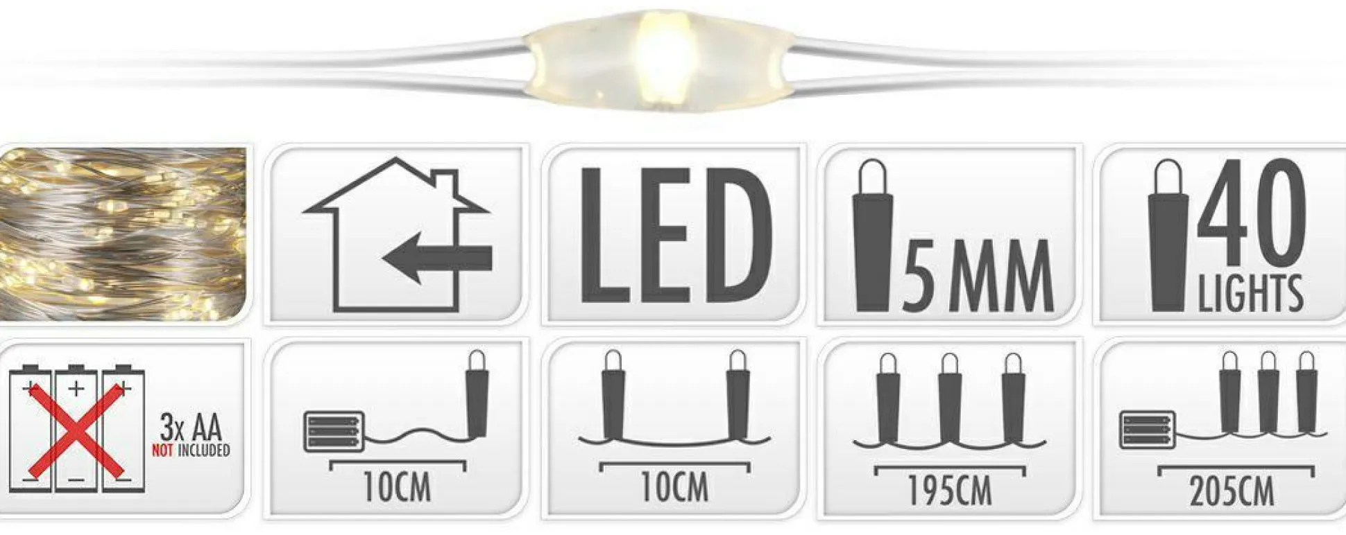 Lichterkette DRAHT 40 LED