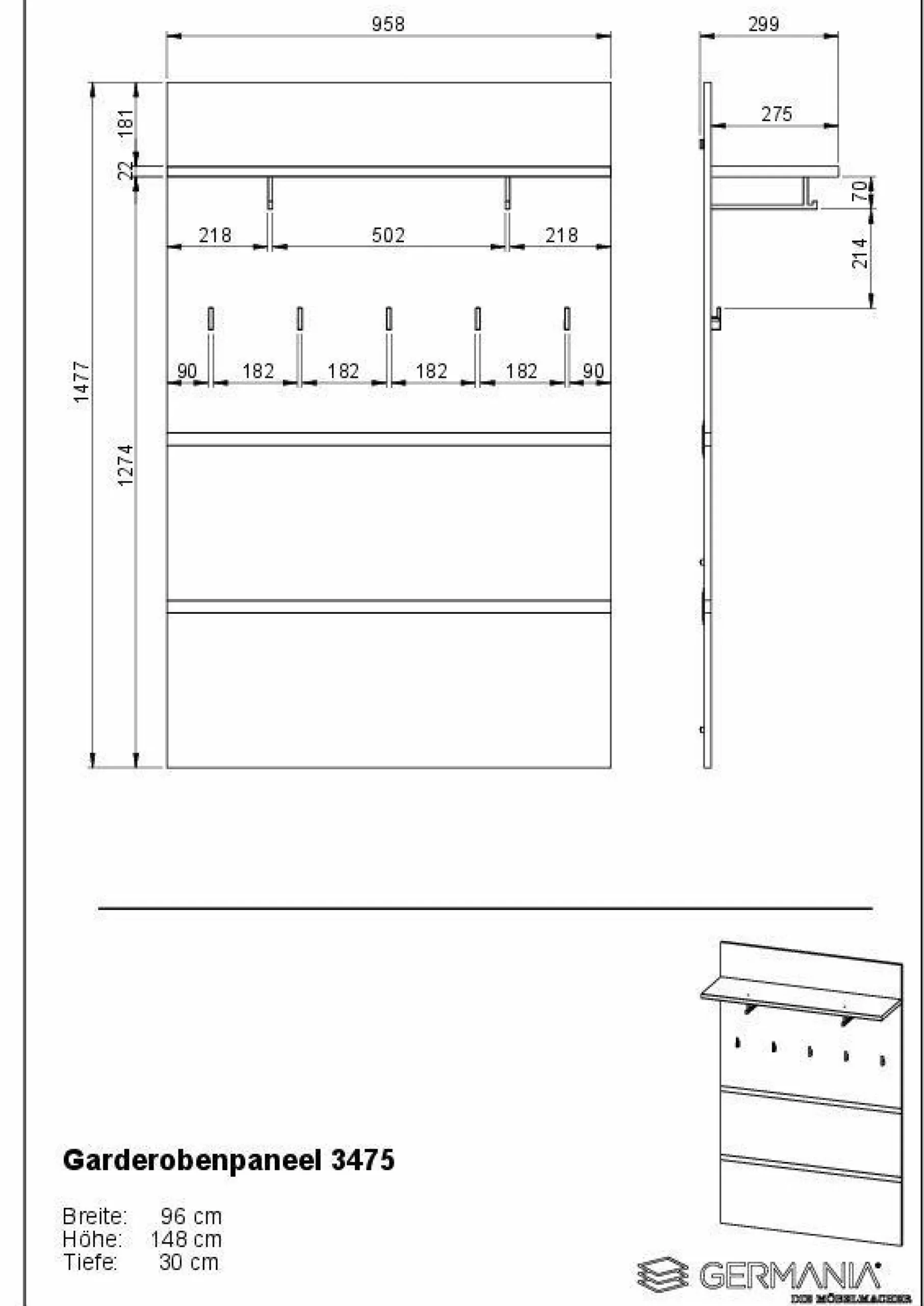 Wandgarderobe HARPER GENT
